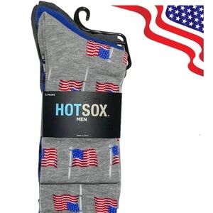 Hot Sox 3 Pack Flag Patriotic Theme Novelty Dress Crew Socks Gift Men’s Unisex